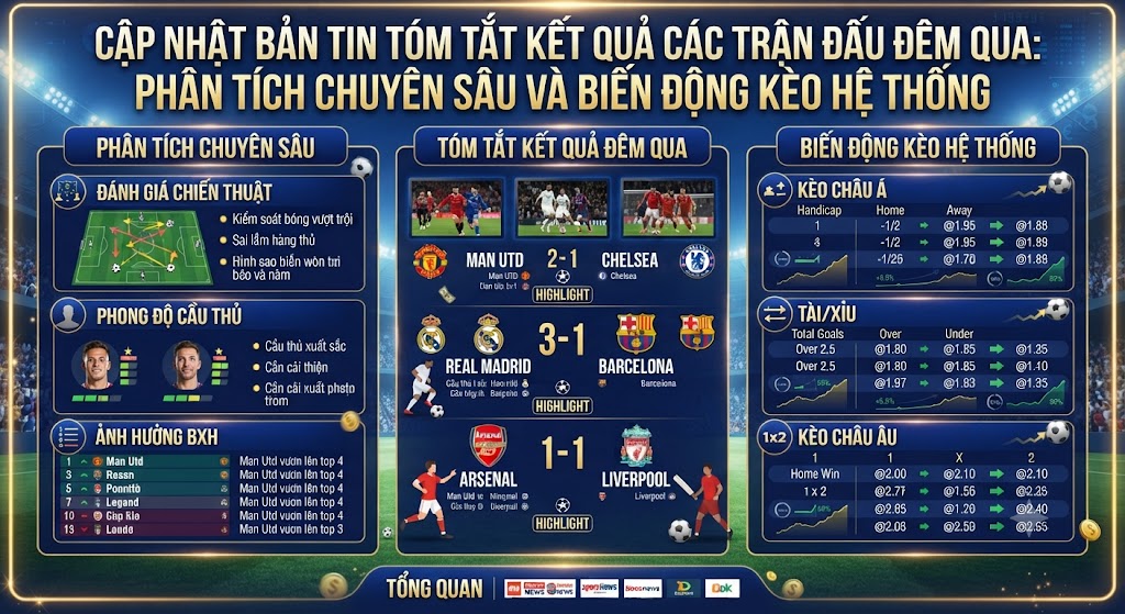 kết quả các trận đấu đêm qua